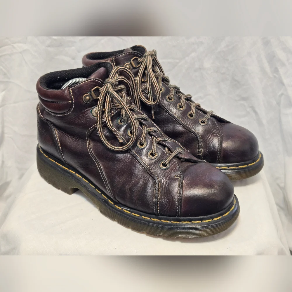 Dr.Martens Boots Womens 11 Mens 10Leather Lace Up Big Stitch Chunky Vintage 8A54 - Picture 4 of 10
